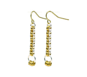 DIY Chain Mail Silver and Gold Pillar Earrings Kit