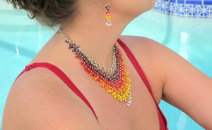 DIY Chain Mail Epic Sunrise Beaded Necklace and Earrings Set