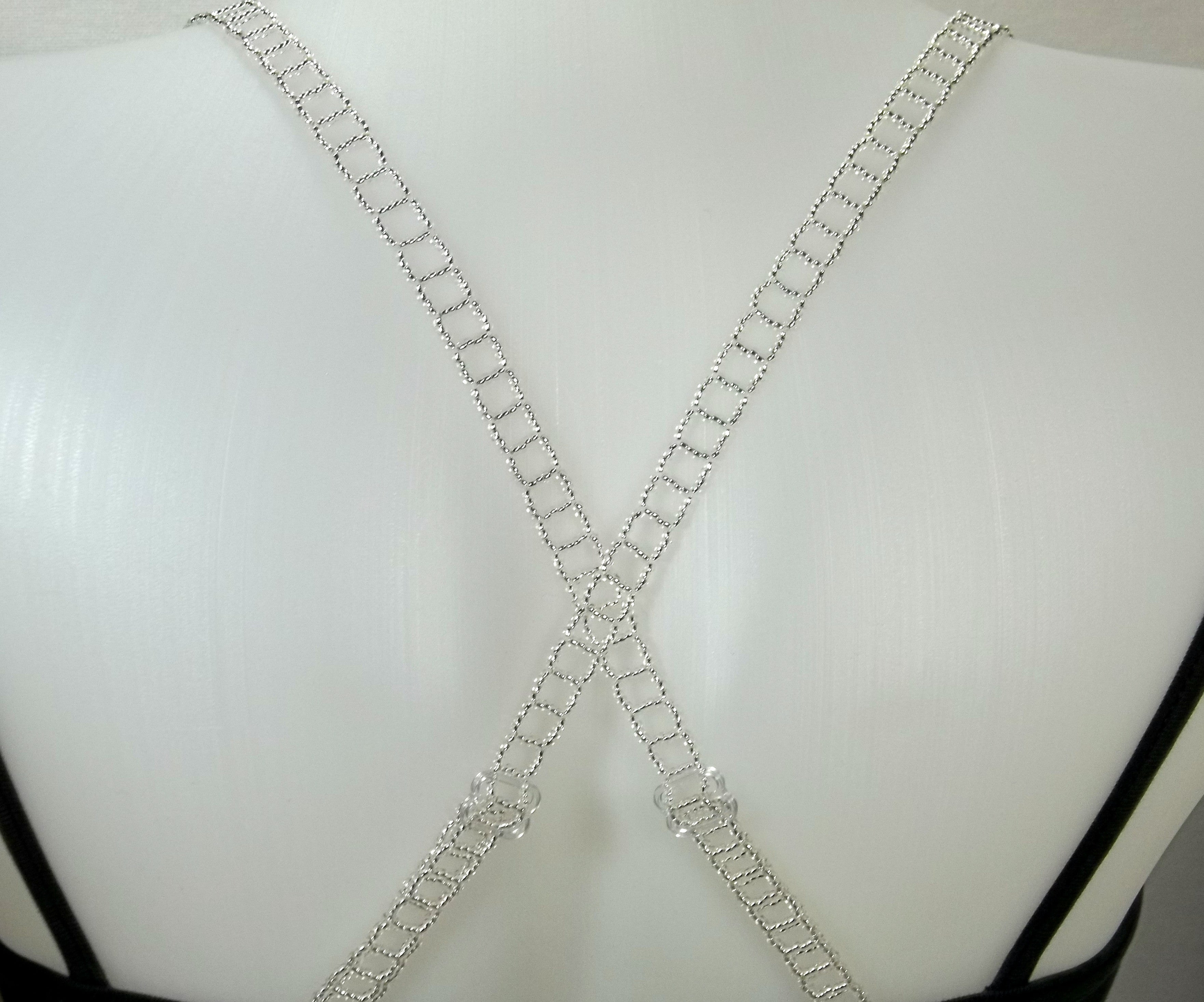 Silver Lined Clear Adjustable Beaded Bra Straps DIY Kit