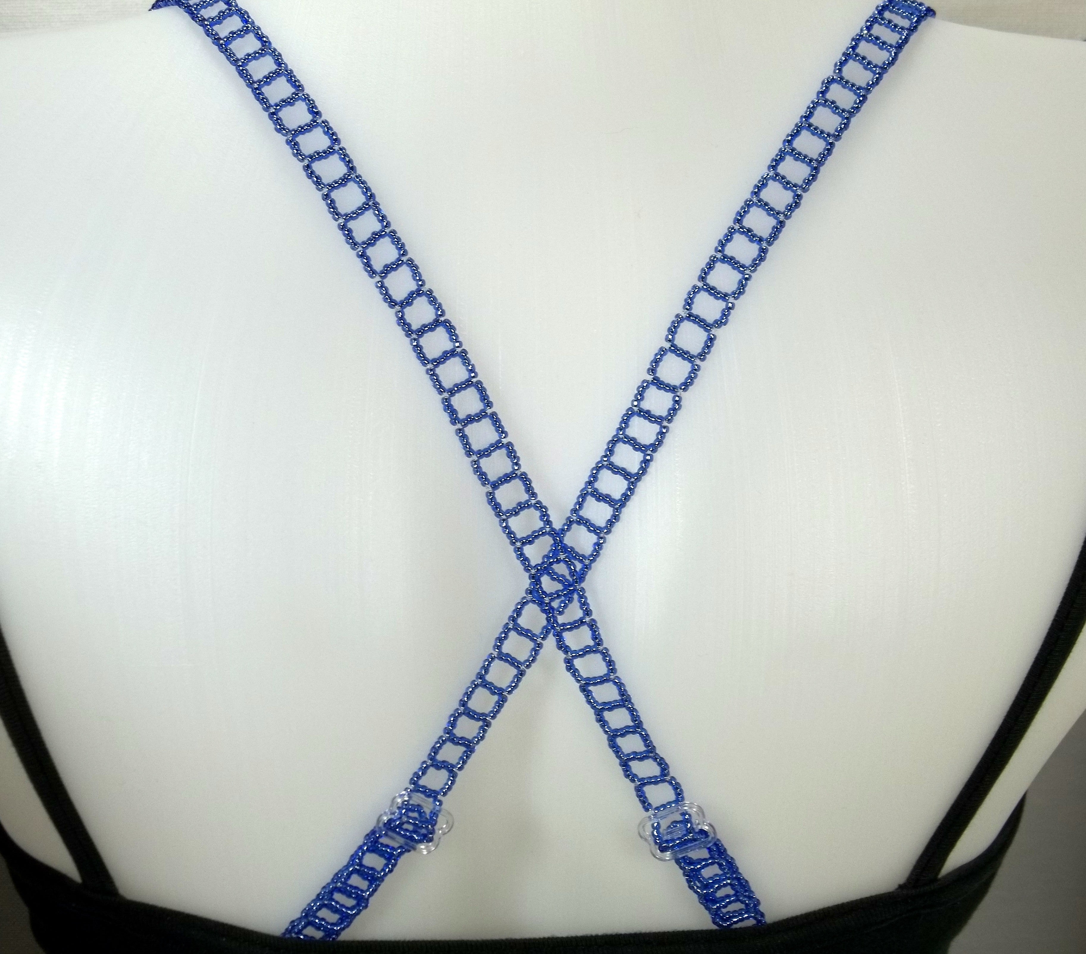Blue Adjustable Beaded Bra Straps DIY Kit