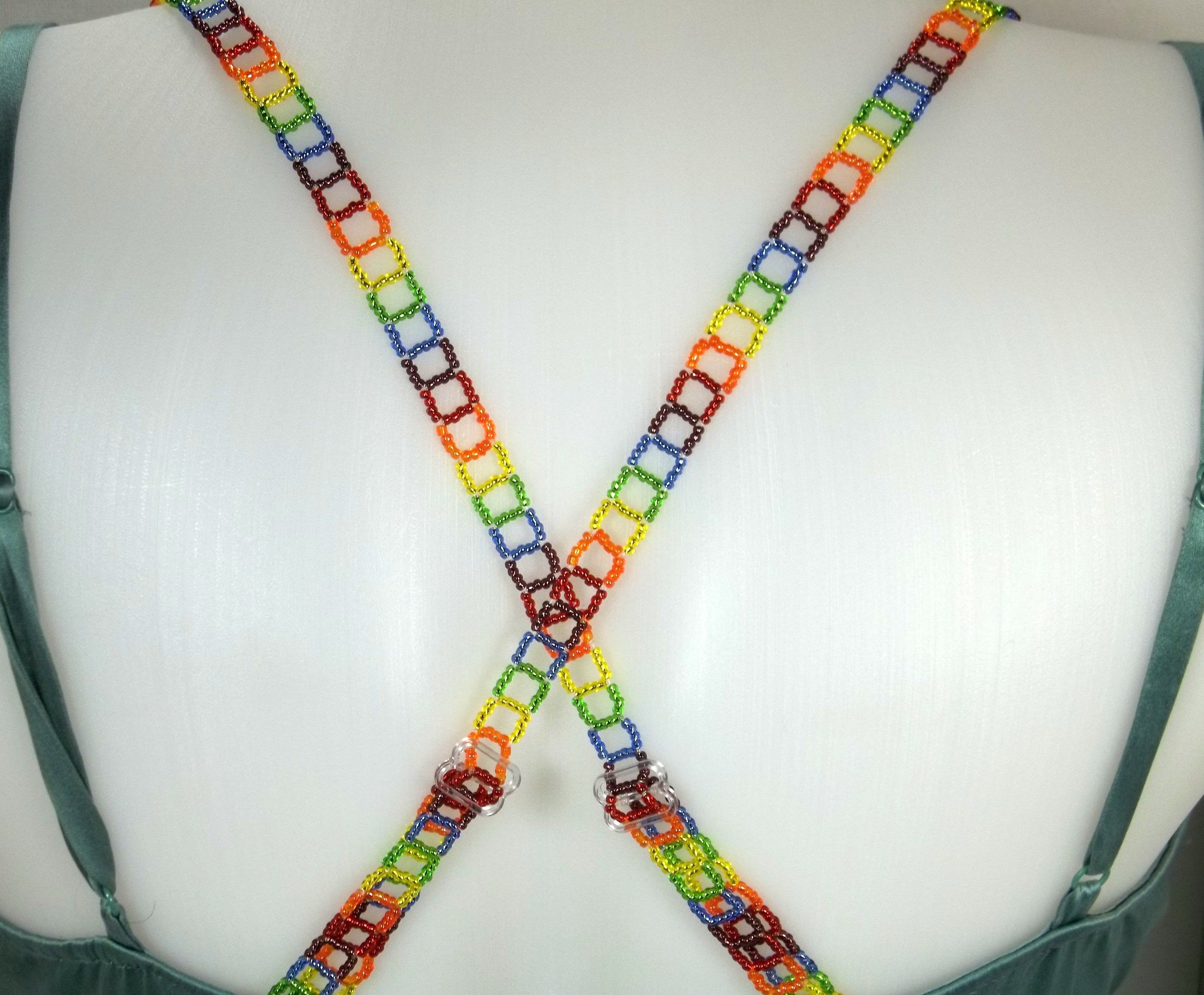 Rainbow Adjustable Beaded Bra Strap Kit Only to Accompany Beadwork